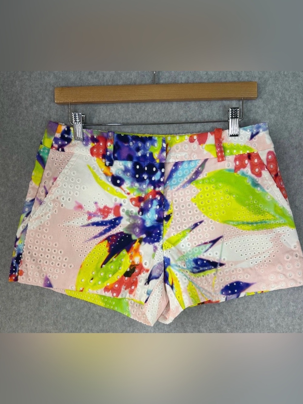 Trina Turk Multicolor Floral Eyelet Stretch Shorts